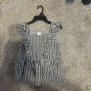 Black and White Gingham Kids Top